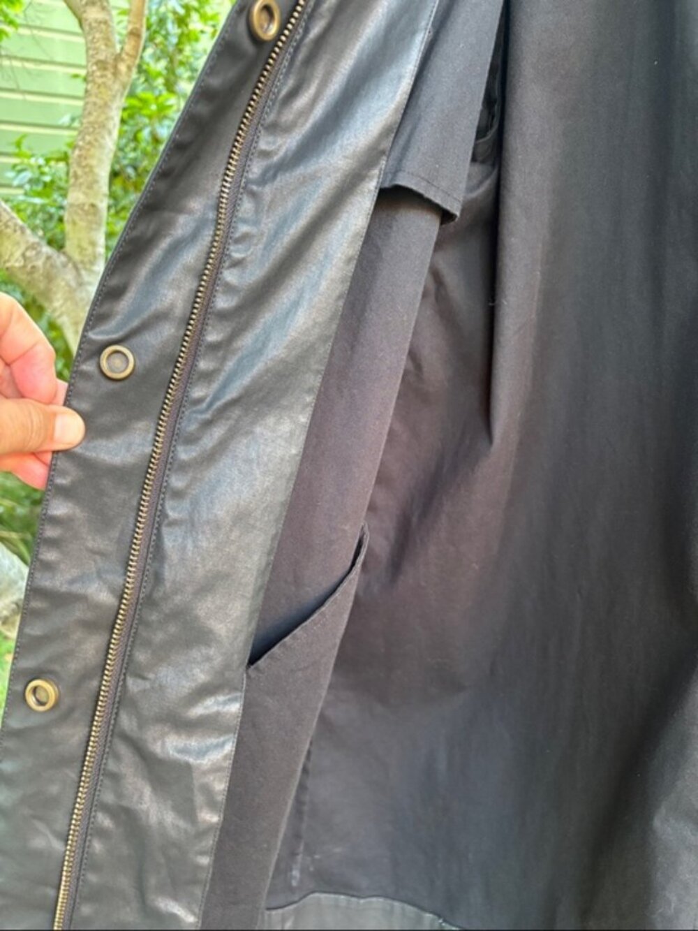 [New] Eileen Fisher (M) Black Waxed Organic Cotton Stretch Twill Hooded Jacket - Picture 11 of 12